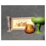 Wood Sign, Pedestal Candy Dish, Bud Vase