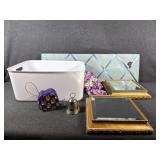 Mirrored Glass, Bell, Plastic Bin