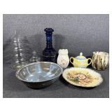 Glass Christmas Tree Jar,  Floral Plate, Vase,