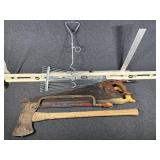 Ax, Hand Saws(2), Short Rake, Dog