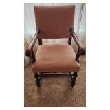 Arm Chair With Carved Wood Frame