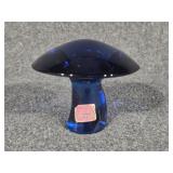 Viking Glass Cobalt Mushroom Paperweight