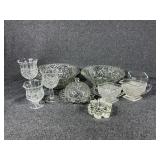 Cut Glass Dishes: Bowls(2), Creamer and Sugar