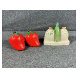 Occupied Japan Majolica Beehive Salt & Pepper Set