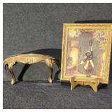 Framed Picture, Wall Sconce Shelf Gold Tone