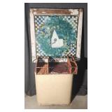 Hamper, Painted Window With Bird House, Wicker