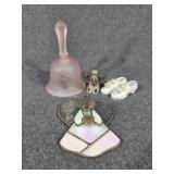 Viking Glass Pink Bell, Stained Glass Angel,