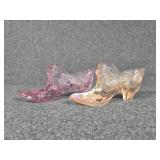 Fenton Pink Glass Handpainted Shoe, Fenton Pink