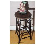 Wooden Bar Stool Turned Legs& Santa Door Stop