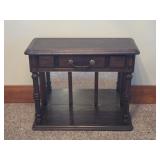 Wooden Stand with Faux Drawer and Mirrored Bottom