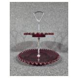 Fenton Ruby Red 2 Tiered Tidbit Tray