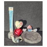 Cake Plate, Rooster Creamer,Sash Rod, Birds