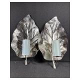 Stainless Steel Leaf Candle Holders(2)