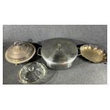 Silver-plated Serving Tureen,Scalloped Rim Tray