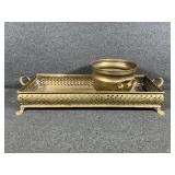 Footed Tray, Small Brass Pot