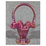 Fenton Carnival Glass Ruffled Edge Basket