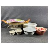 Plastic Plates, Bowls and One Glass Bowl