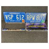 Michigan License Plates(2), Plate Frames (2)