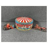 Cast Iron Horse Drawn Fire Pumper Wagon Toy & Tin