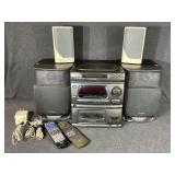 Aiwa Stereo System With 2 Speakers In A Tub