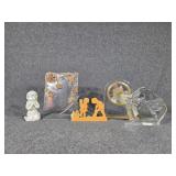 Desk Clock, Clear Glass Hummingbird Paperweight,