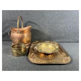 Brass Bowls(2), Copper Toned Handled Bucket,