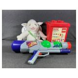 Pressure Water Gun, Lego Tote with Legos, Sheep