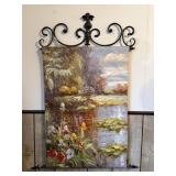 Impressionistic Oil Painting W/Metal Scroll Hanger