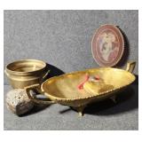 Gold Tone Footed Bowl, Metal Cauldron Planter