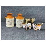 Pink and Gold Bull Cow Salt and Pepper Shaker Set