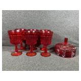Red Glass Goblets(6),