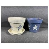 Blue and White Star Flower Pots
