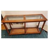 Wooden Console Table W/Glass Top Inserts