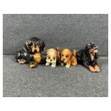 Ceramic Dog Figurines: Daushund, Basset Hound,