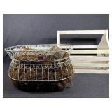 Bird House, Wooden Crate Basket, Metal Baskets