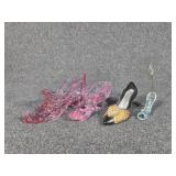 2 Pink Decorative Glass Shoes, Resin Shoe