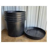 Black Plastic 7 Gal Nursery Pots W/Saucers