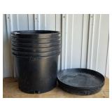 Black Plastic 7 Gal Nursery Pots W/Saucers