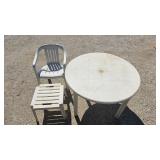 White Plastic Table, Side Table, White Chair