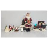 Santa Sitting On A Bench, Light Up Snowman, S