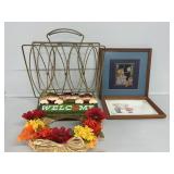 Magazine Rack, Fall Wreath, Framed Art (2)