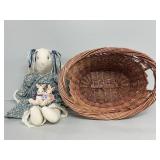 Country Style Rabbit Doll, Bunny Decor, Basket