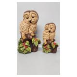 Ceramic Owl Sitting On A Branch With Holly (2)