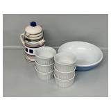 Lighthouse Teapot Locking Canister, White Ramekins