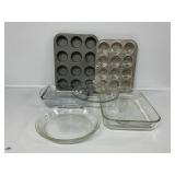 Glass Pan,Muffin Tins,Pie Plate, glass lid