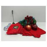 Snowman Spoon Rest, Candle Snuffer, Candles