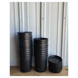 Black Plastic 1 Gal Nursery Pots W/Saucers