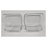 4 Glass Pans In A Orange Milk Crate