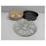 Glass Divided Relish Tray, Springform Metal Pan