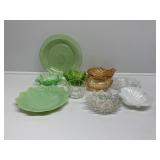 Uranium Glass Plate, Assorted Glass Candy Dishes